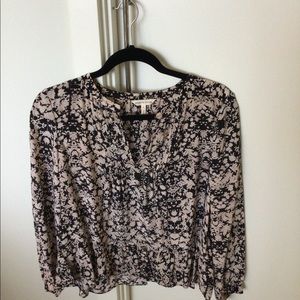Rebecca Taylor black and rose floral blouse